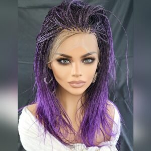purple wig-Braided wig 100% handmade, purple wig, NWT exotic colors absolutely gorgeous