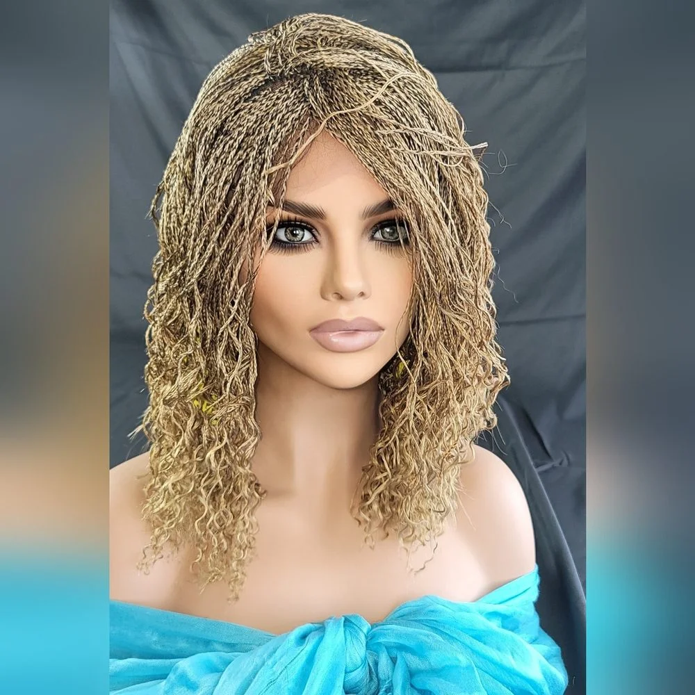 The Boho Sunset– Summer Blonde Boho Micro Braid Wig | Handmade by Magic Braids - Image 2