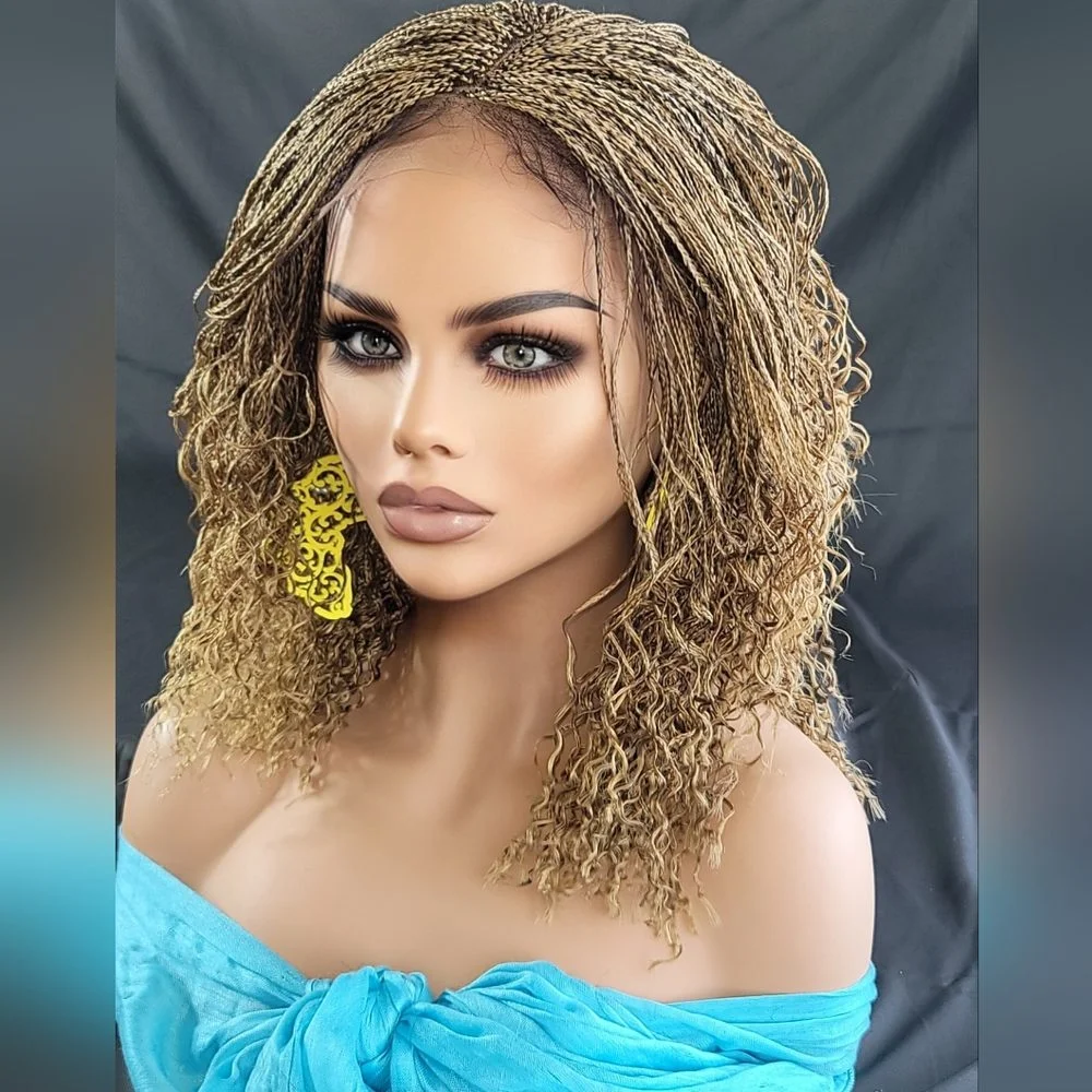 The Boho Sunset– Summer Blonde Boho Micro Braid Wig | Handmade by Magic Braids - Image 3