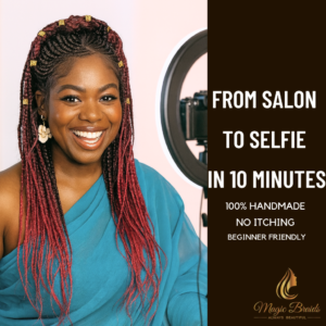 The Showstopper – Red & Black Ombre Box Braid Wig | Handmade by Magic Braids