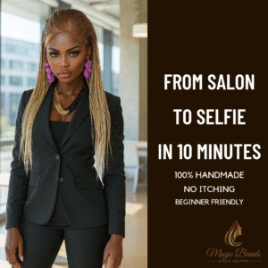 The Golden Cascade– Blonde Ombre Cornrow & Micro Braid Wig | Handmade by Magic Braids