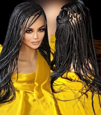 Braided wig: Premium 24" Knotless Braid Wig with Full Lace and Baby Hair - Black