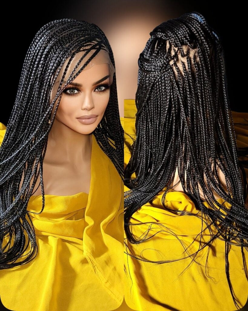 Braided wig: Premium 24" Knotless Braid Wig with Full Lace and Baby Hair - Black