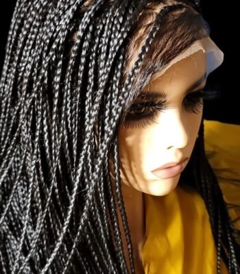 Braided wig: Premium 24" Knotless Braid Wig with Full Lace and Baby Hair - Black