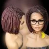 **Burgundy Mixed Braids Lace Wig with Baby Hair and Cornrow ** Short, Bob Style