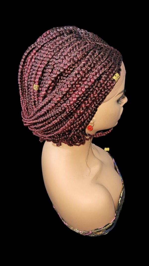 **Burgundy Mixed Braids Lace Wig with Baby Hair and Cornrow ** Short, Bob Style