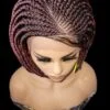**Burgundy Mixed Braids Lace Wig with Baby Hair and Cornrow ** Short, Bob Style