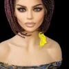 **Burgundy Mixed Braids Lace Wig with Baby Hair and Cornrow ** Short, Bob Style