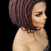 **Burgundy Mixed Braids Lace Wig with Baby Hair and Cornrow ** Short, Bob Style