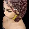 **Burgundy Mixed Braids Lace Wig with Baby Hair and Cornrow ** Short, Bob Style