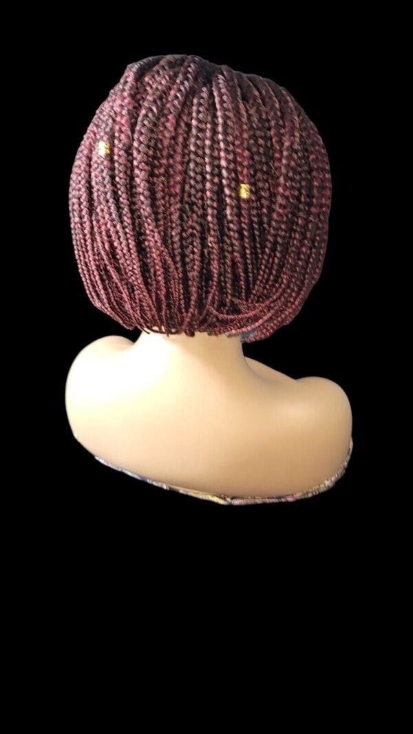 **Burgundy Mixed Braids Lace Wig with Baby Hair and Cornrow ** Short, Bob Style