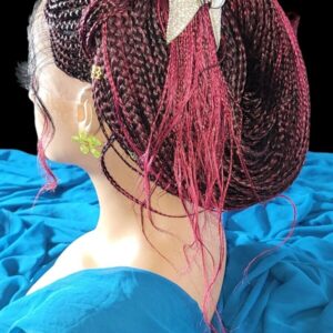 "Handcrafted Braided Wigs - Unique Red/Black Ombre Box Braid Lace Wigs" Long NWT