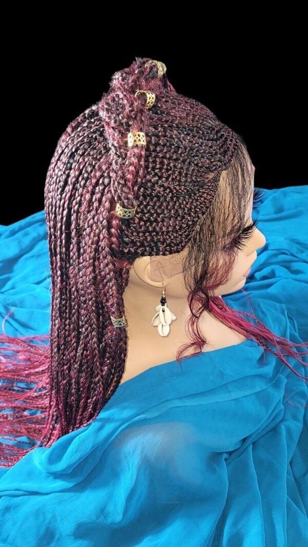 "Handcrafted Braided Wigs - Unique Red/Black Ombre Box Braid Lace Wigs" Long NWT