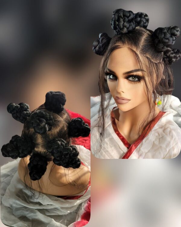 Luxurious Handcrafted Bantu Knot Braided Wig: Jet Black, Absolutely Gorgeous NWT