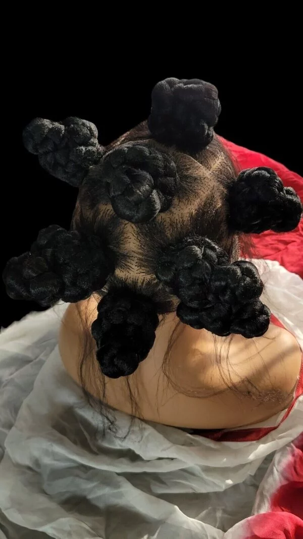 Luxurious Handcrafted Bantu Knot Braided Wig: Jet Black, Absolutely Gorgeous NWT