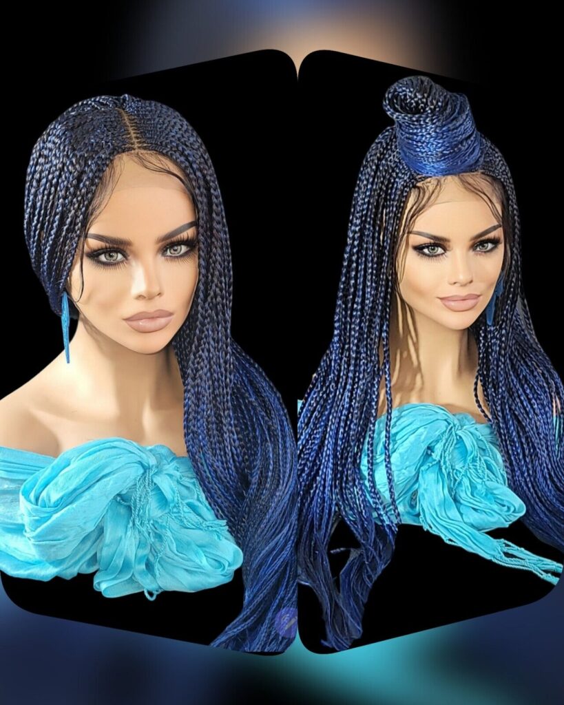 Blue Braided wig 100% handmade, ombre wig, NWT exotic colors absolutely gorgeous