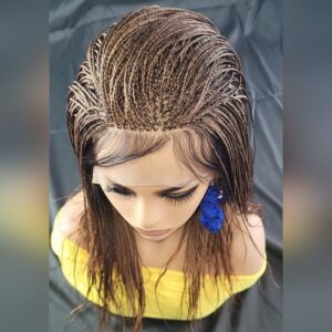 Handmade Auburn Ombre Braided Lace Wig Micro millions braids, medium. YASSINE