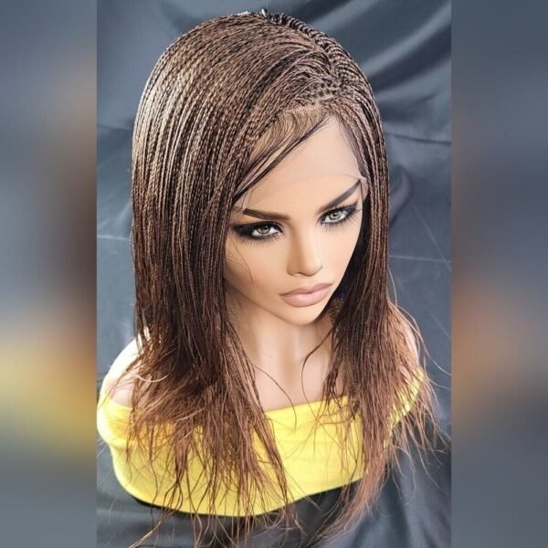 Handmade Auburn Ombre Braided Lace Wig Micro millions braids, medium. YASSINE