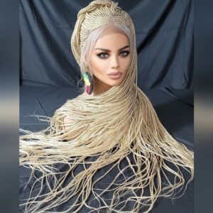 Blond Braided wigs 100% handmade, stunning , very long, feeding cornrows, NWT