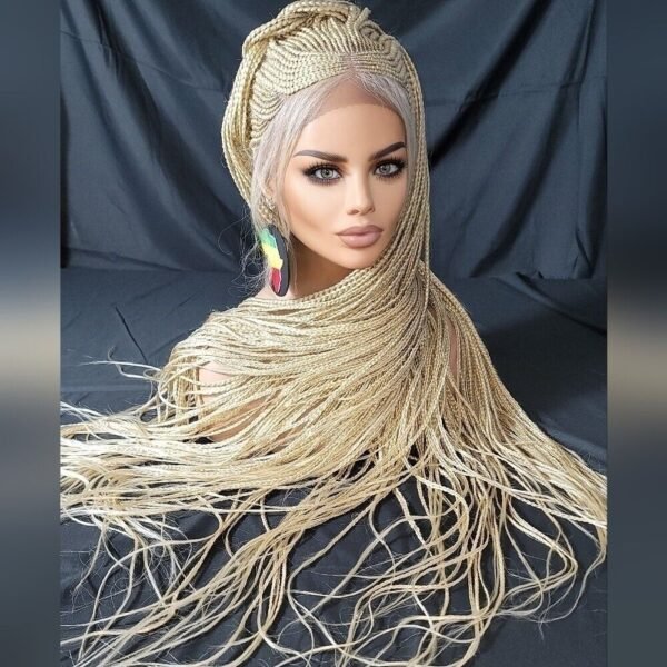 Blond Braided wigs 100% handmade, stunning , very long, feeding cornrows, NWT