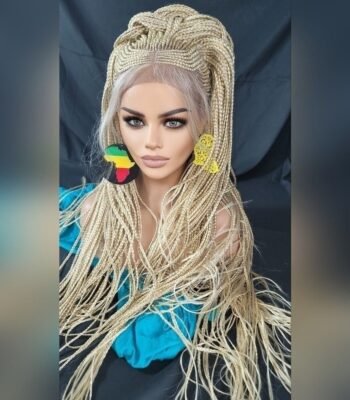 Blond Braided wigs 100% handmade, stunning , very long, feeding cornrows, NWT