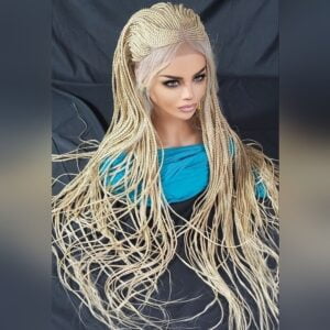 Blond Braided wigs 100% handmade, stunning , very long, feeding cornrows, NWT