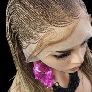 Braided Lace Front Wig: African-Inspired, Ombre Blond Human-Synthetic Blend, NWT