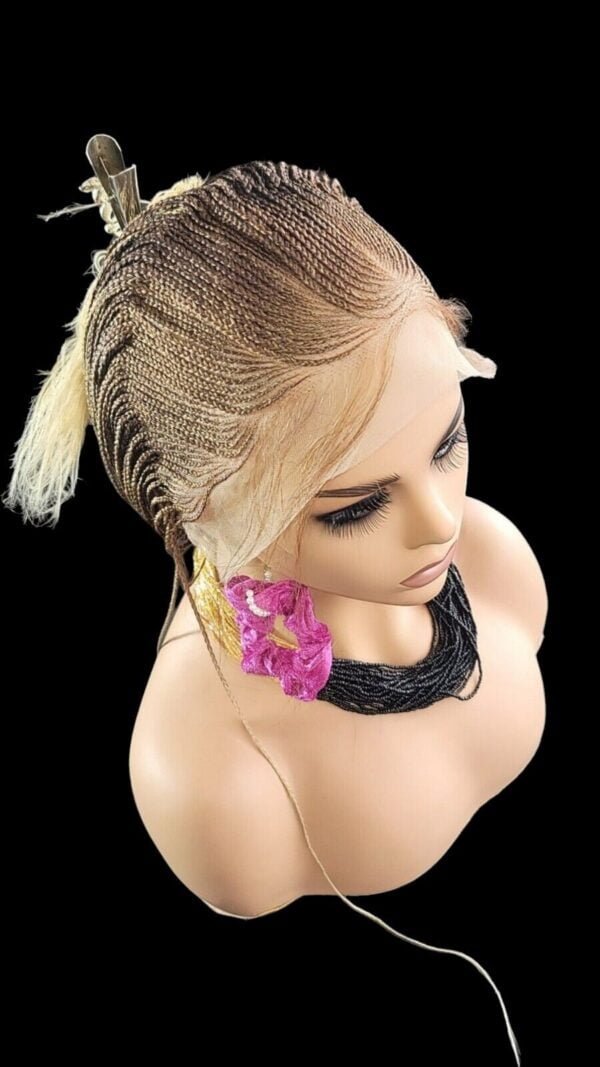 Braided Lace Front Wig: African-Inspired, Ombre Blond Human-Synthetic Blend, NWT