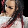 Braided Lace Wig, Micro millions braids, long, color red/black ombre Yassine