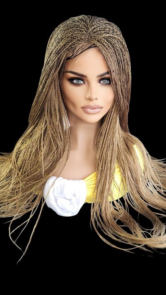 Braided Wig, Micro Millions Braids Lace Front Closure Wig in Black, Lightweight