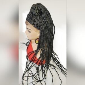 Braided lace wigs, 100% handmade NWOT, long braids, updo half ponytail # 1