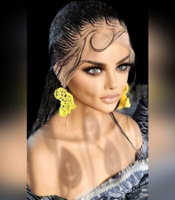 Ebony Elegance: Handcrafted Full Lace Cornrow Braided Wig 100 % handmade. NWT