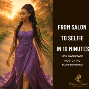 The Elegant Flow – Jet Black Cornrow & Box Braid Wig | Handmade by Magic Braids