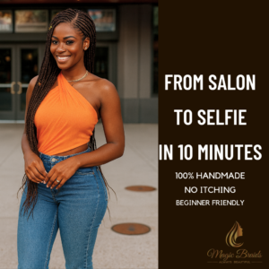 The Asymmetric Elegance – Jet Black Mixed Braid Wig | Handmade by Magic Braids