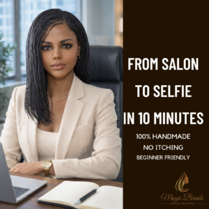 The Yassine Professional – Jet Black Micro Braid Wig | Handmade by Magic Braids