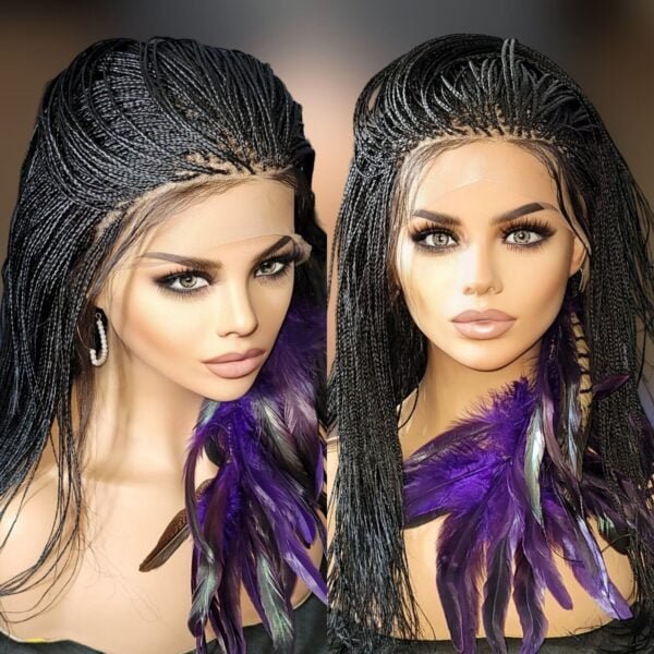 Braided Full Lace Wig, Micro Millions Braids, Handcrafted, Lightweight. Long,