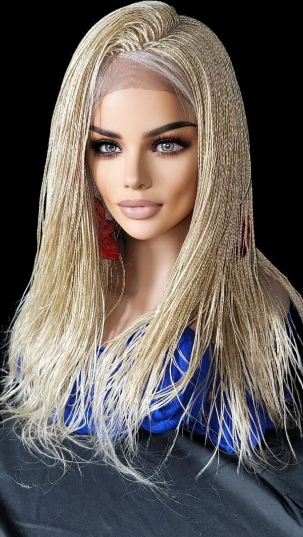 Premium Hand-Braided wig color #613 Blonde micro million braids- long wig - NWT