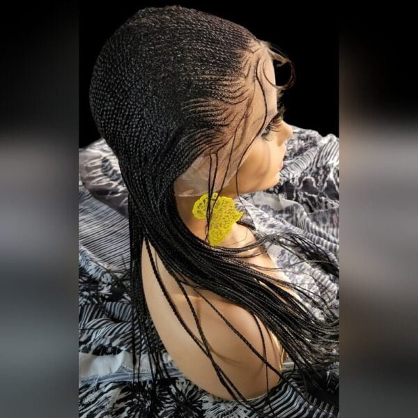 Braided Wig, Handcrafted 100 % handmade Full Lace Wig, Short Black Wig. NWT