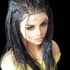 Full Lace Hand-Braided wig color # 1 Jet Black micro million braids- long wig