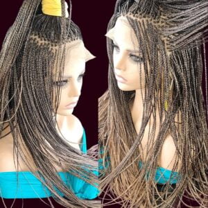 Hand-Braided wig Full Lace Wig 0mbre Auburn- micro million braids - long