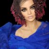 Short Kinky Twists, Ombre Red Wig Braided Wig Handmade Micro Millions Braids,