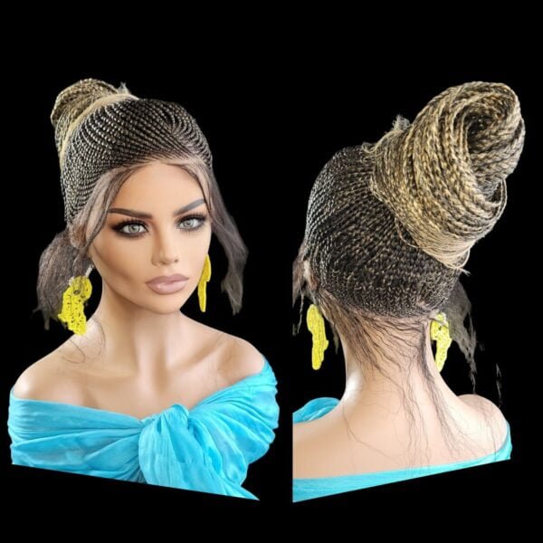 100% Handmade Shuku Style Jumbo Box Braided Lace Wig - Ombre Black, 28" Long NWT