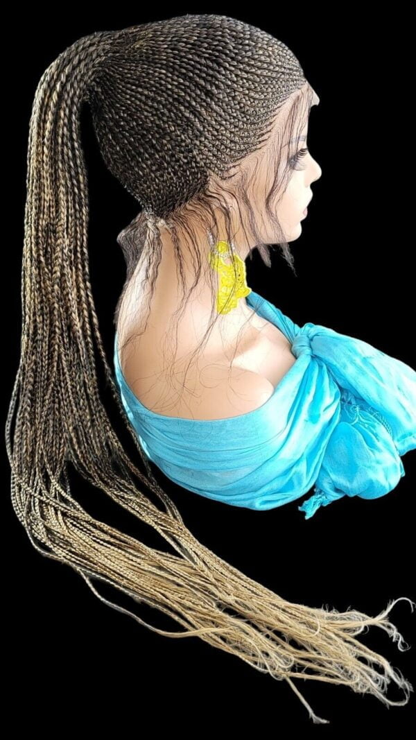 100% Handmade Shuku Style Jumbo Box Braided Lace Wig - Ombre Black, 28" Long NWT