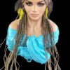 100% Handmade Shuku Style Jumbo Box Braided Lace Wig - Ombre Black, 28" Long NWT