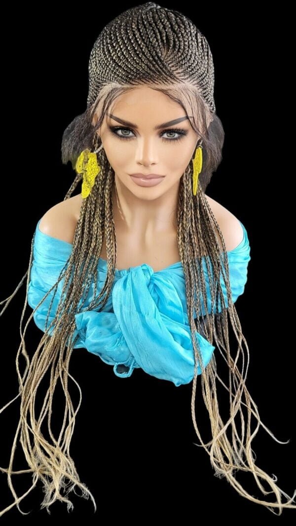 100% Handmade Shuku Style Jumbo Box Braided Lace Wig - Ombre Black, 28" Long NWT