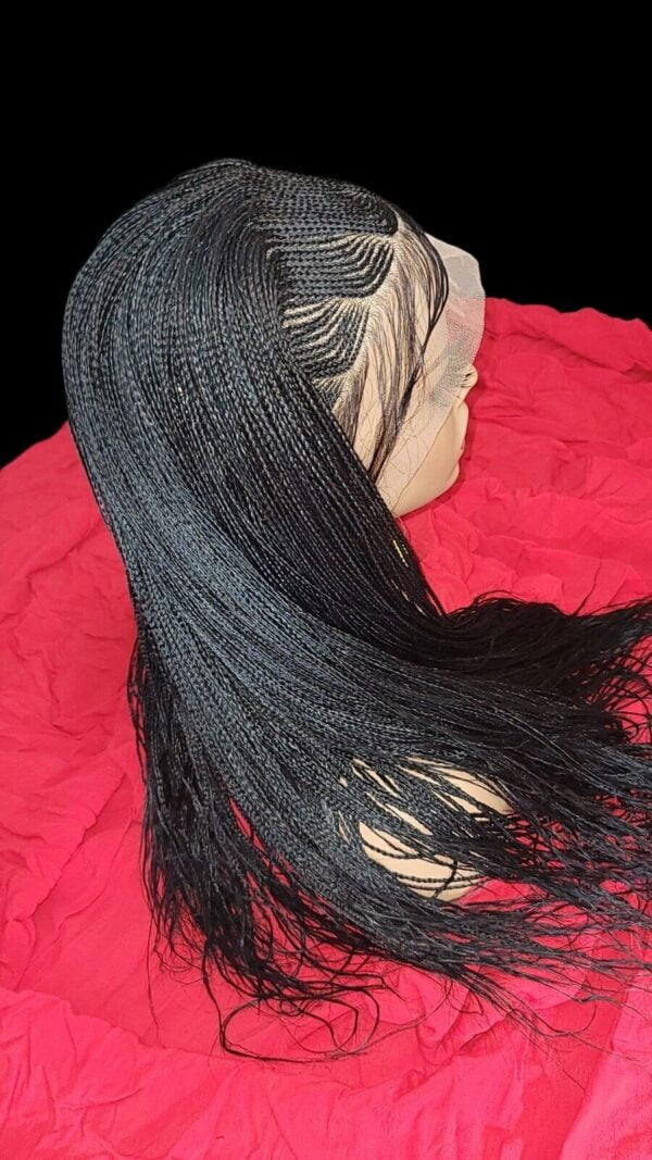 Braided Wig: Handmade, Long, Jet Black (#1) Human-Synthetic Blend, Cornrows NWT