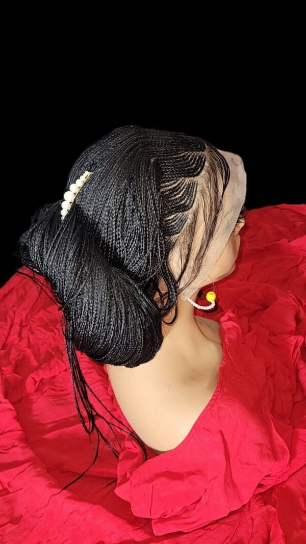 Braided Wig: Handmade, Long, Jet Black (#1) Human-Synthetic Blend, Cornrows NWT