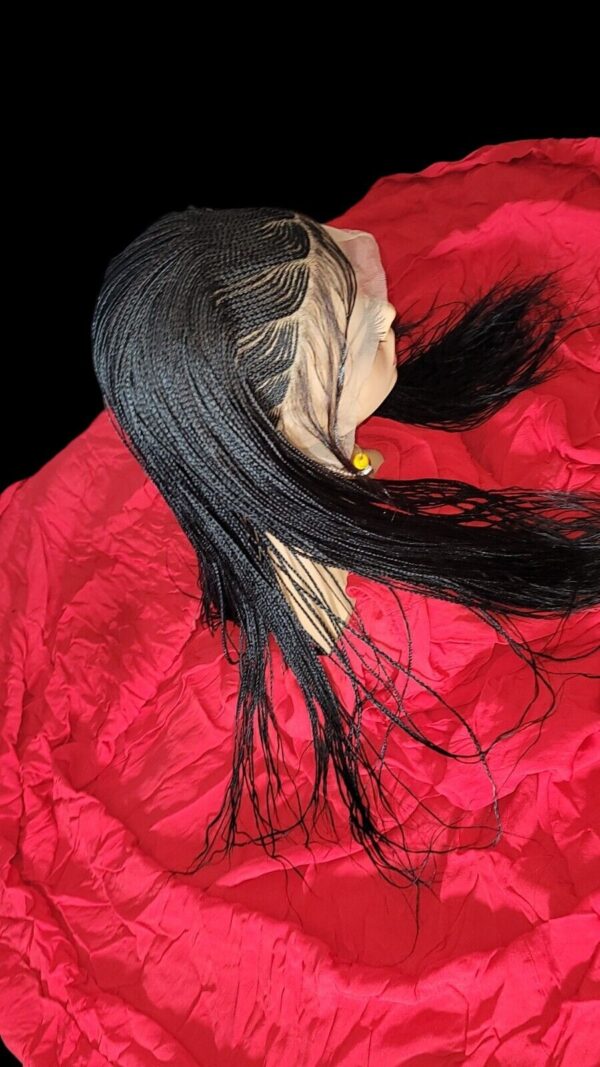 Braided Wig: Handmade, Long, Jet Black (#1) Human-Synthetic Blend, Cornrows NWT