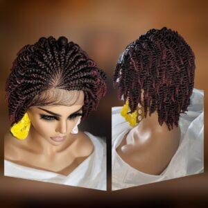 Handmade Braided Wigs Micro Braids, Short Kinky Twists, NWT, Ombre