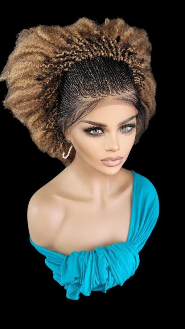 braided wigs, 100% handmade, short Wig afro style, gorgeous, vibrant colors NWT